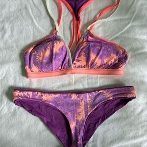 Maaji Swim - Rare Women's Mulberry Cocktail Palms Fully Reversible Bikini Set